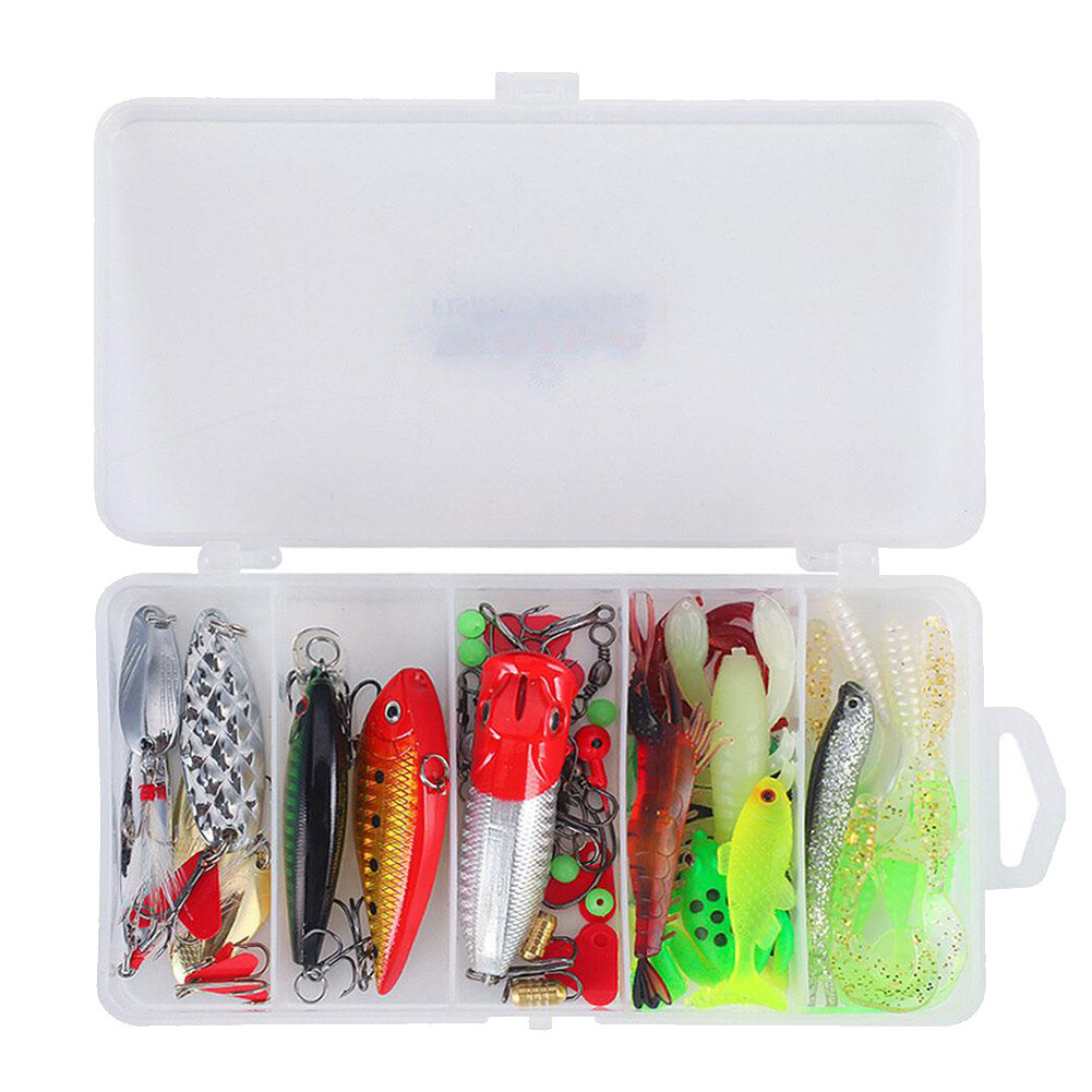 78pcs Lure Fishing Accessories Kit Wobbler Metal Jig Spoons Soft Silicone Bait - Image 12