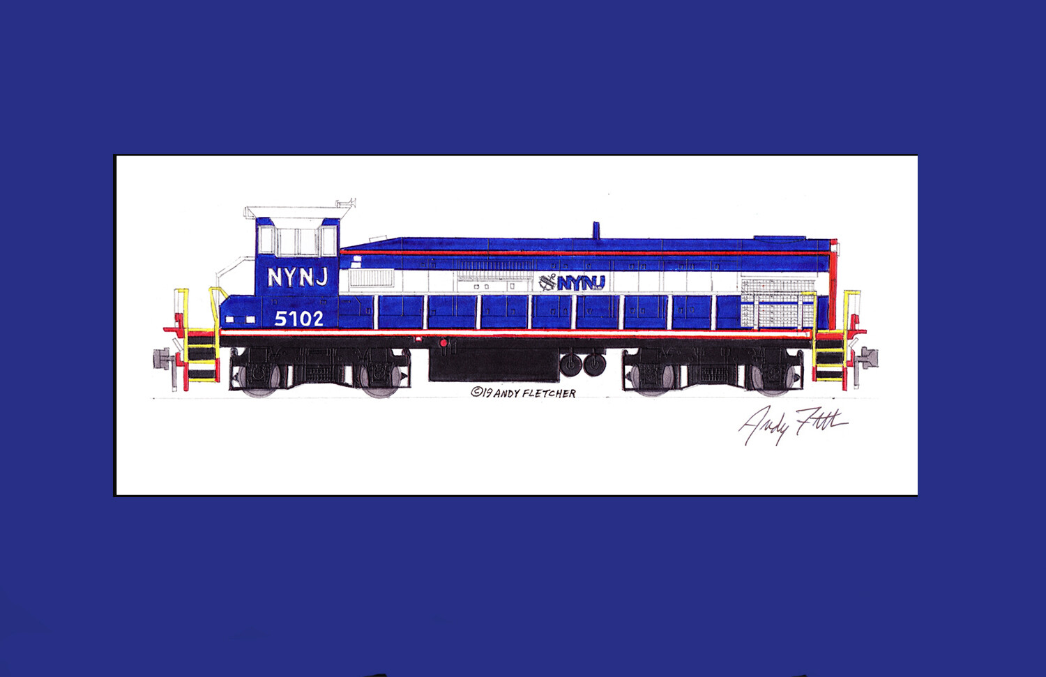 New York New Jersey Rail SE10B 5102 11"x17" Matted Print Andy Fletcher