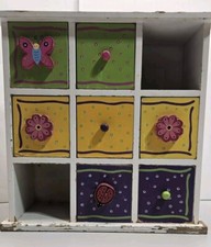 Storage Box 9 Drawer Wood White Multicolor Fl...