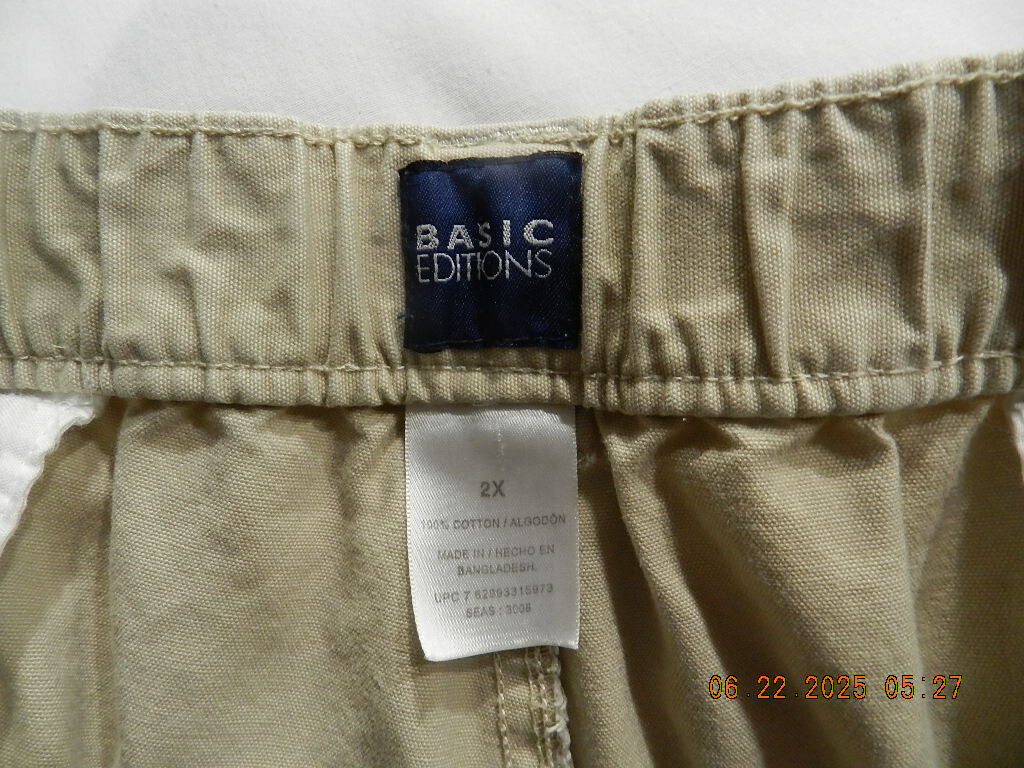 TWO Basic Edition Men Shorts 2X Tan Cargo Elastic… - image 3