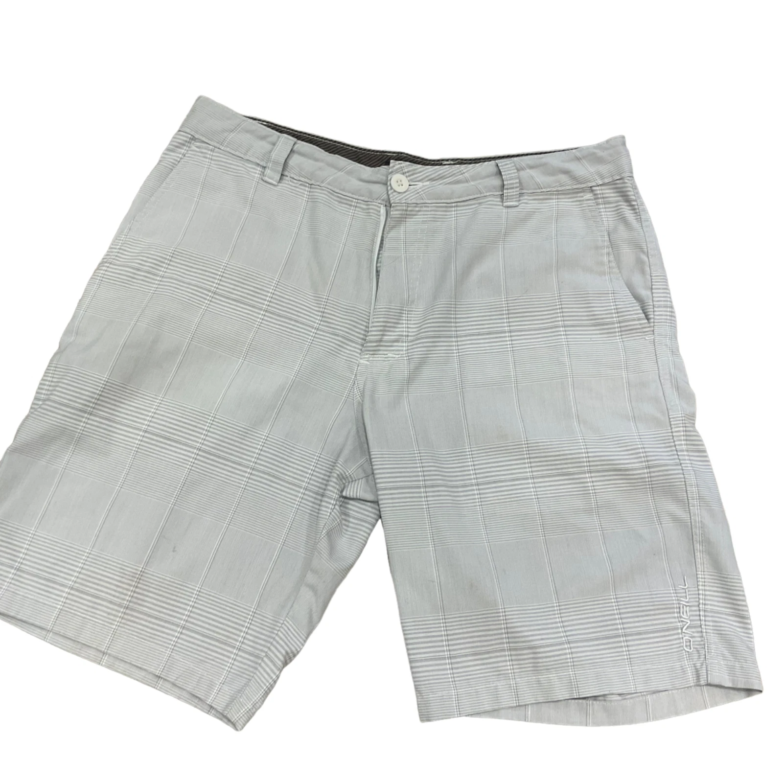 33/34x9 O'Neill Outsider Plaid Short Bone beige White glen check O’Neil chino