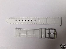 SEIKO 16mm WHITE LEATHER CALF WATCH STRAP CROCCODILE GRAIN