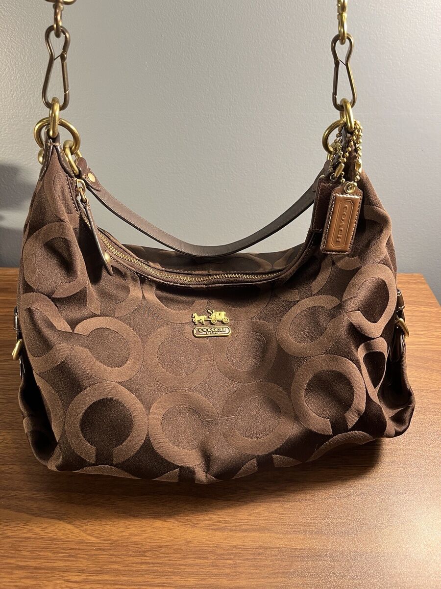 Coach Madison Brown Op Art Signature Hailey Shoulder Bag Coach Madison Brown Op Art Signature Hailey Shoulder Bag