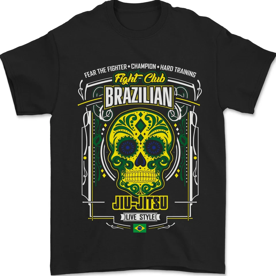 Brazilian Jiu Jitsu Skull MMA Martial Arts Herren Maglietta 100% Baumwolle - Bild 1 von 1