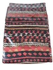 Women's 100 Silk Scarf Oblong Scarf All Seasons Tassel- Maroon Black Gold