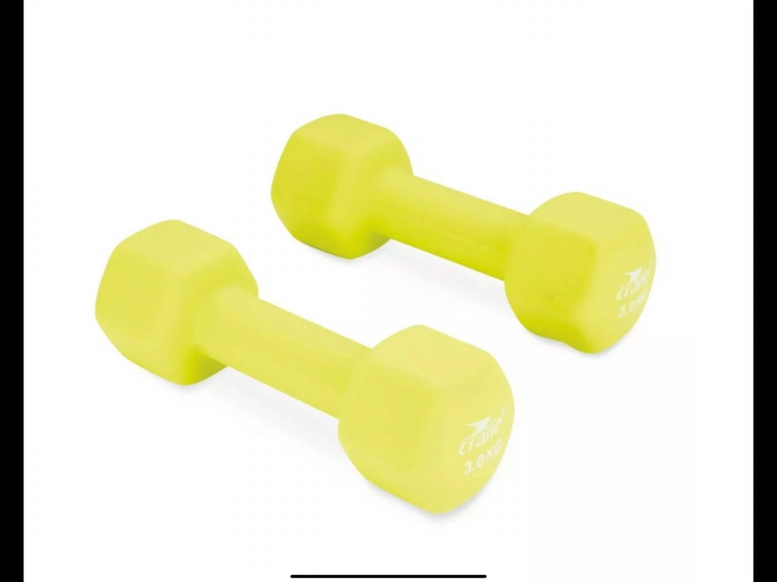 NEW & Boxed Crane 2 x 3kg Neoprene Iron Dumbbells Hand Weights PAIR Set
