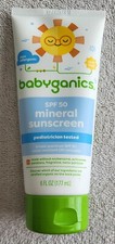 Babyganics SPF 50 Mineral Sunscreen, Tear Free, Non Allergenice, 6oz, New