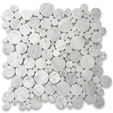 C92XP Carrara White Carrera Marble Bubble Round Mosaic Tile Polished
