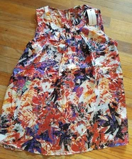 New~ Notations Sheer Dress Shirt Women's Juniors Size Small Black Multi Color