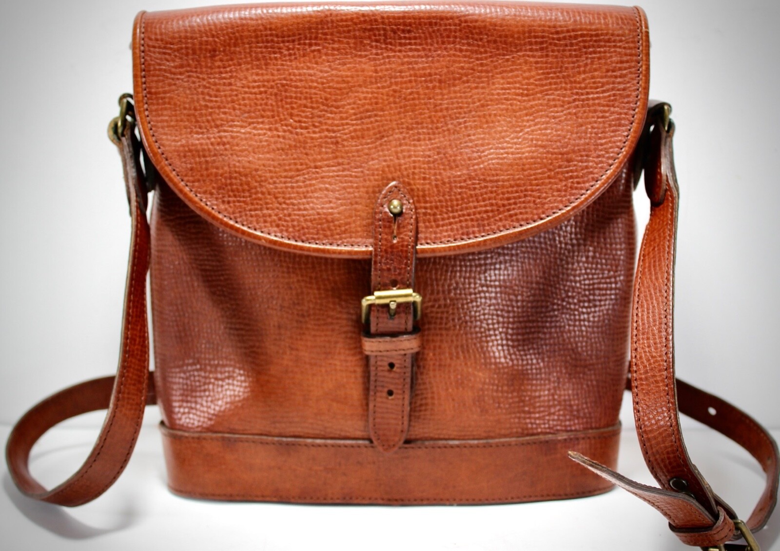 Vintage MULBERRY Brown Leather Crossbody Messenger Ba… Gem
