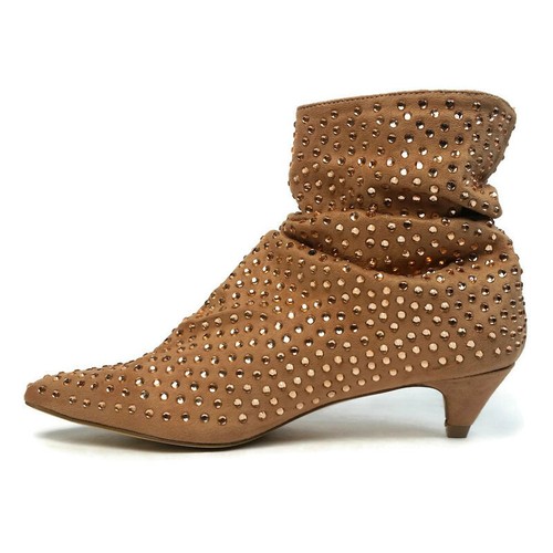 Cape Robbin Womens Annie 4 Rhinestone Kitten Heel Slouchy Ankle Bootie Rose Gold - Picture 8 of 8