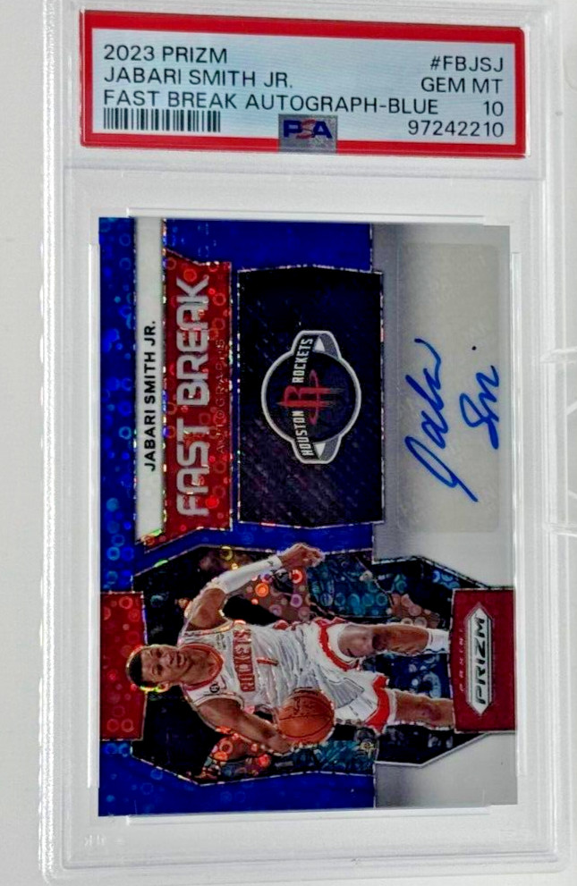 2023 Prizm Jabari Smith Jr. Fast Break Autograph Blue /49 PSA 10 view 3