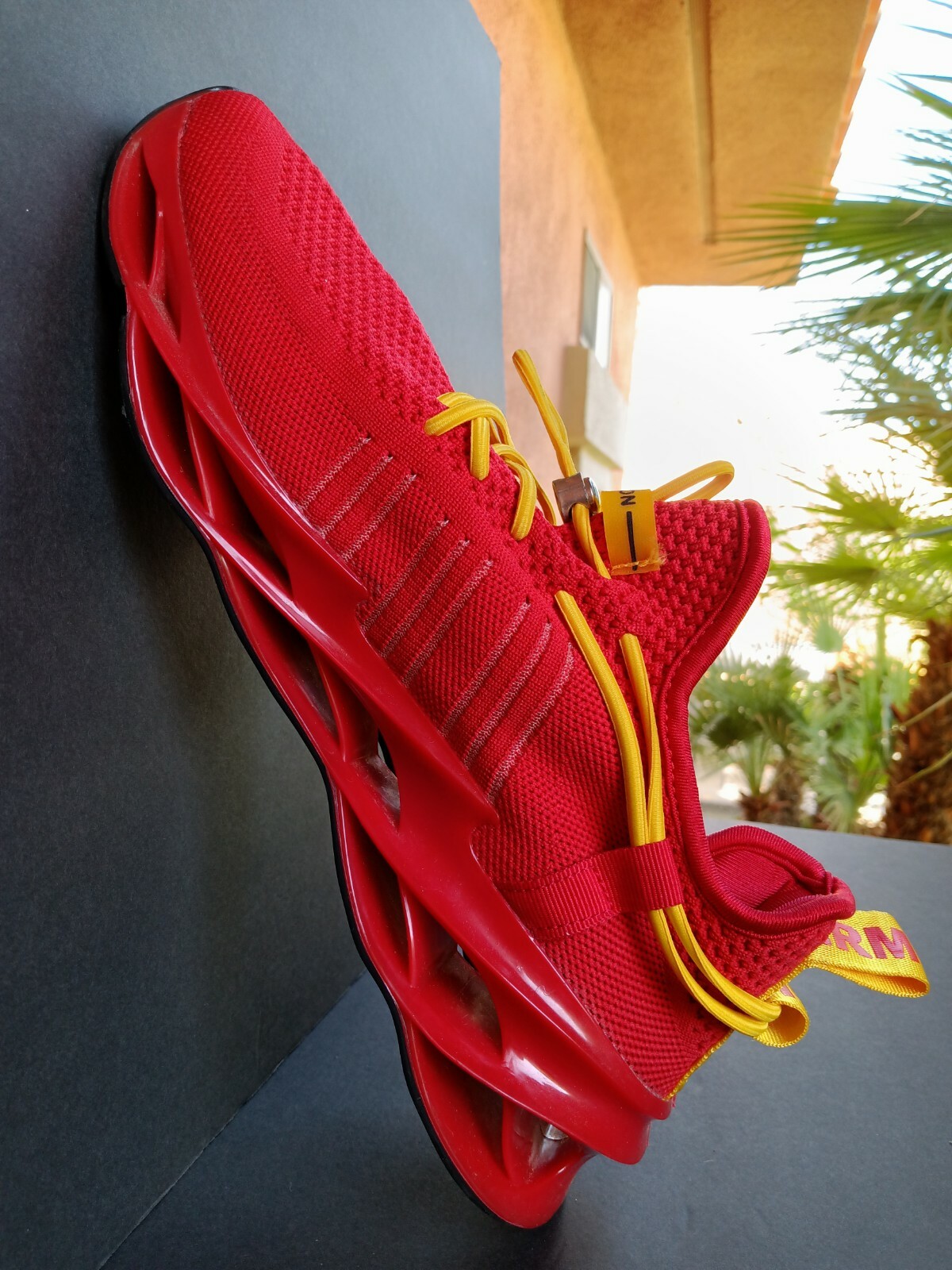 RED YELLOW ATHLETIC SHOES SNEAKERS MENS SIZE 11.5 - Gem