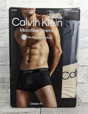 Calvin Klein Multicolor Micro Stretch 3-Pack Low Rise Trunk Men Size XL Open Box