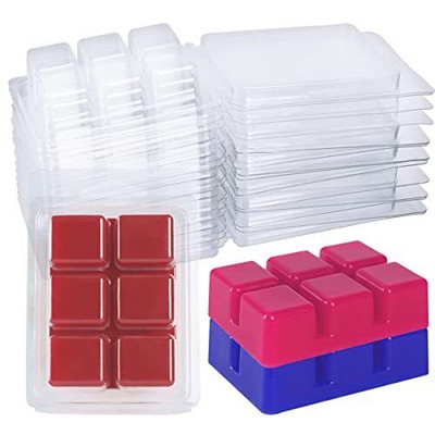 CBHTR 100 Packs Wax Melt Clamshells Molds Clear Empty Plastic Cube Tray For