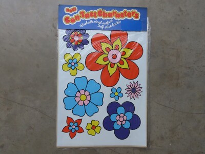 Vintage 70er Stockwerke Con-Tact Figuren Retro Blumen große Aufkleber, Kitsch