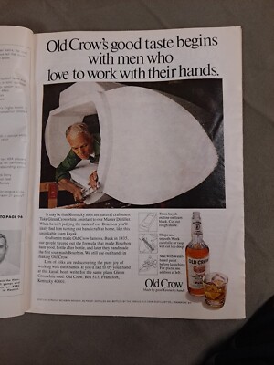 Old Crow Bourbon Whiskey 1971 Print Ad -  Vintage Advertising Art