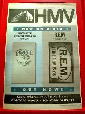 Prince Gett Off/REM This Film Is On ORIG 1991 Press/Mag ADVERT Poster-Size
