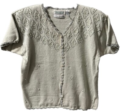 Vintage Shenanigans Women s M Grandma Cottage Core Sweater , Mint Gr
