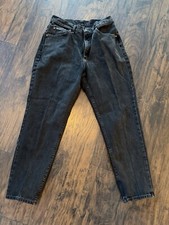 Vintage Lee Riveted Jeans Womens 14 P Med Black Denim Tapered High Rise Mom 90s