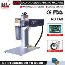 DAVI CO2 35W Galvo Laser Marking Engraver Machine with Rotary Axis and Honeycomb