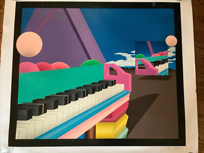 Vintage Signed Numbered Stan Solomon Neo-Geo Abstract Art Print Key Board 31x36