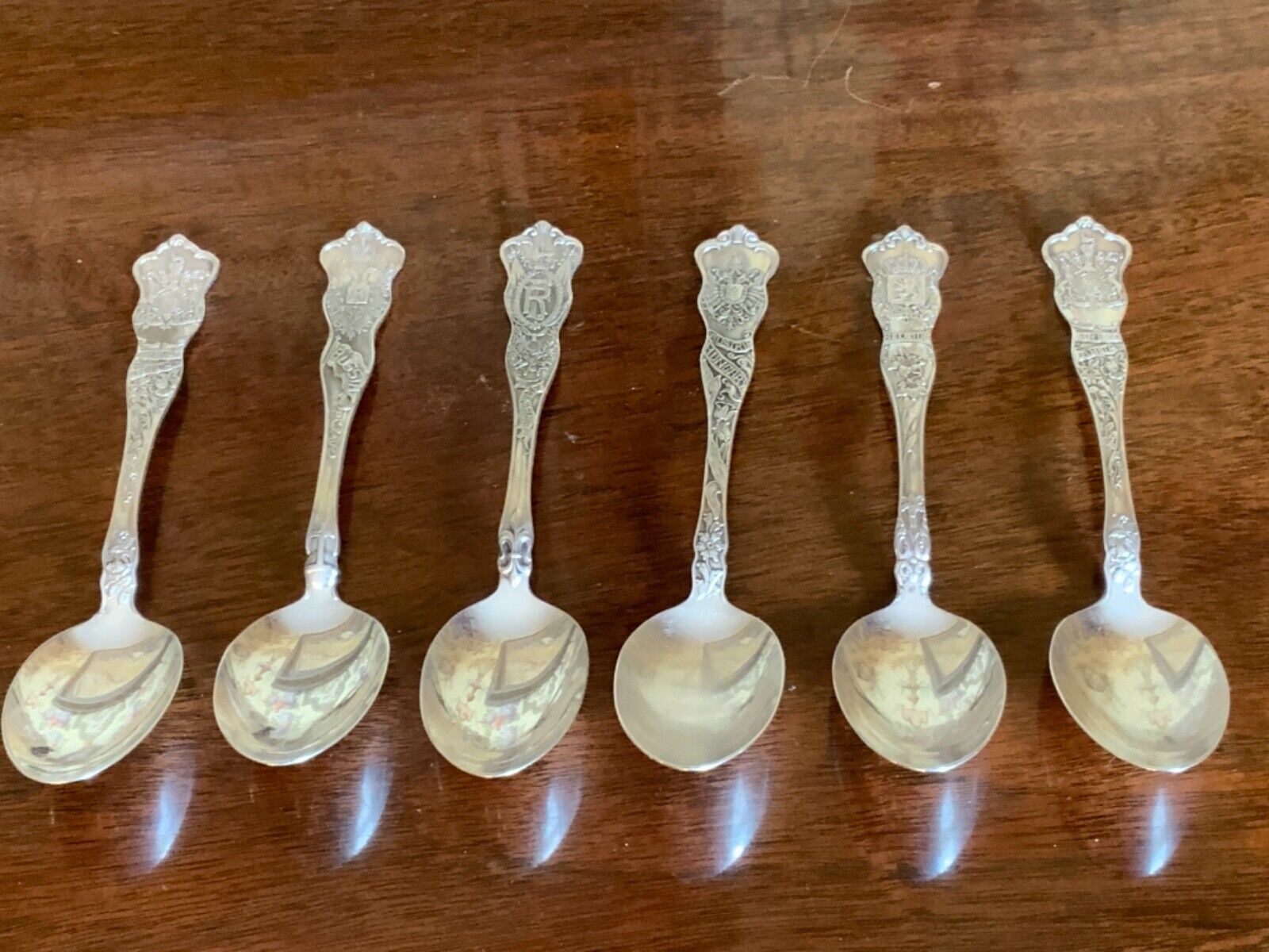 Set of 6 Decorative Engraved Souvenir Spoons American Silver Co