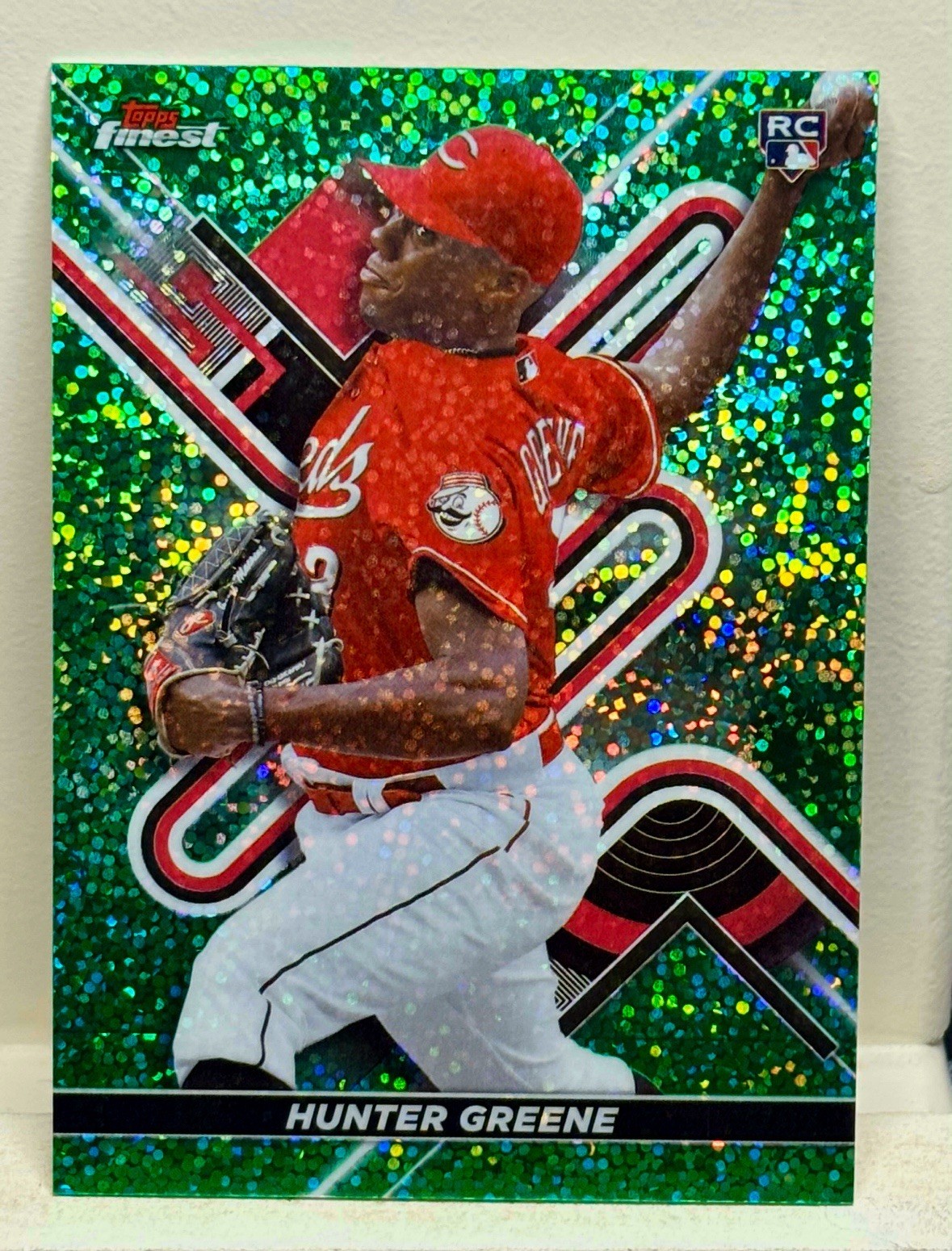 2022 Topps Finest Green Speckle Refractor /125 Hunter Greene #69 Rookie RC