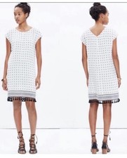 Madewell XS NEW Dress Geometric Print Hem Tassels Boho Western Neutral