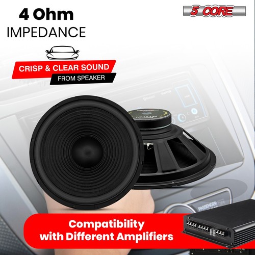 5 Kerne 15" Auto Tieftöner Audio 2 Stück 900 W kombiniert 4 Ohm tiefer Bass Subwoofer Lautsprecher - Bild 5 von 10
