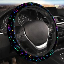 15" Colorful Music Note Steering Wheel Cover Non-SlipStretchable Car Accessory  