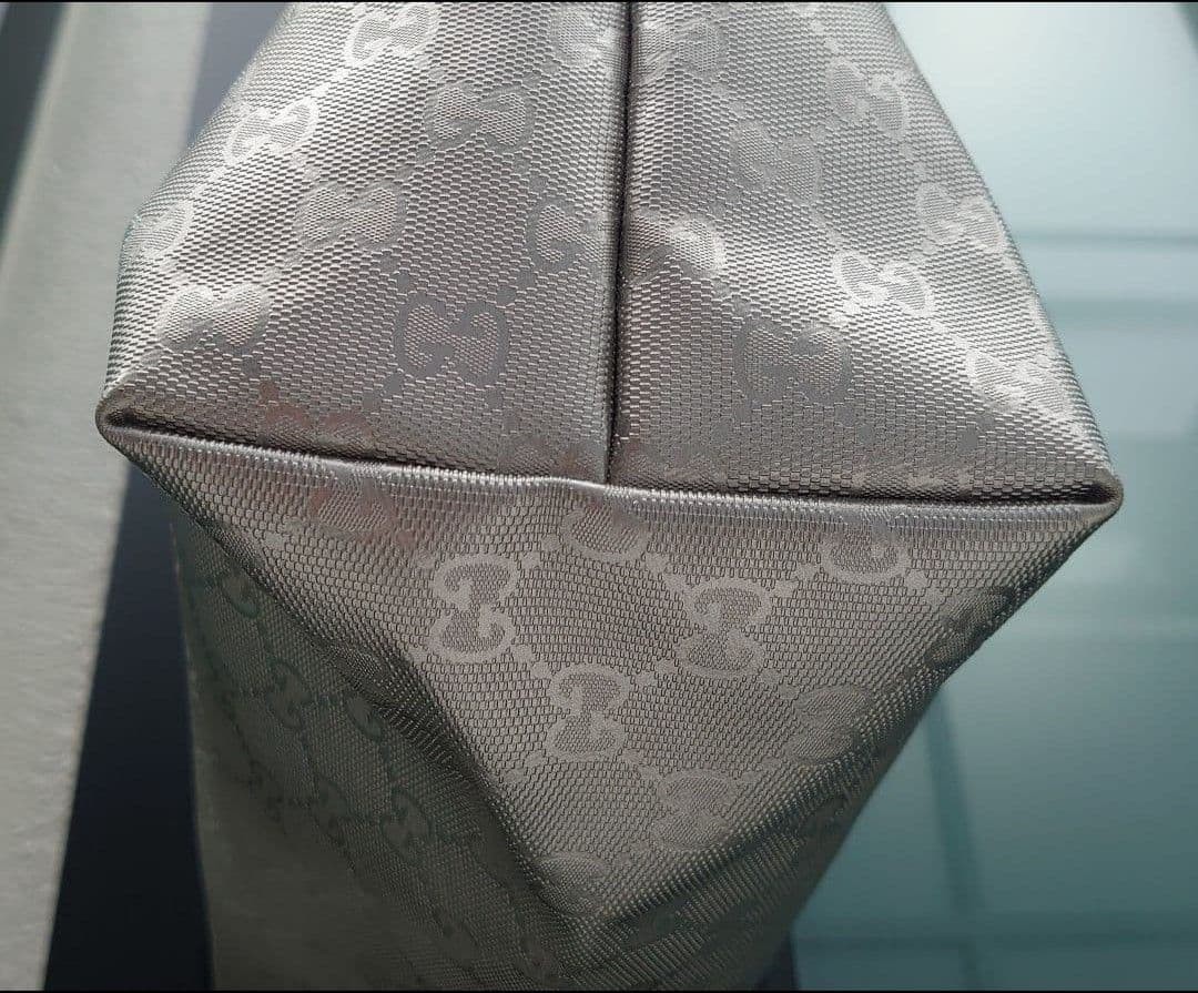 GUCCI GG Leather Tote Bag Gray Large Unisex Authentic Excellent Condition thumbnail 7