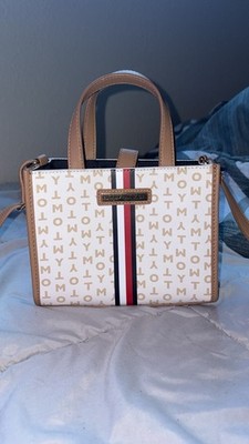 Tommy Hilfiger Monogram Small Satchel Zip Double Handles Detachable Strap