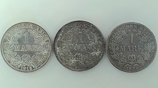 9 x 1 Mark Deutsches Reich 1874–1915 Silbermünzen Sammlung Konvolut