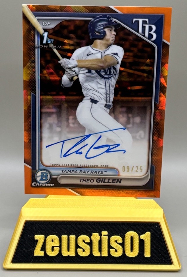 2024 Bowman Draft Sapphire Theo Gillen 1st Prospect Orange Refractor Auto #9/25