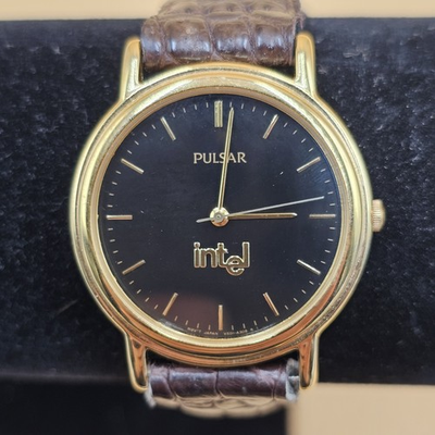 #ad Vintage 2003 Intel Award Pulsar Black Dial Mens Watch New Battery Runs Great $34.99