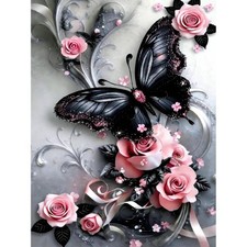 Butterfly Diamond Art Kits for Adults, Flower 5D Diamond Painting for Adults Beg