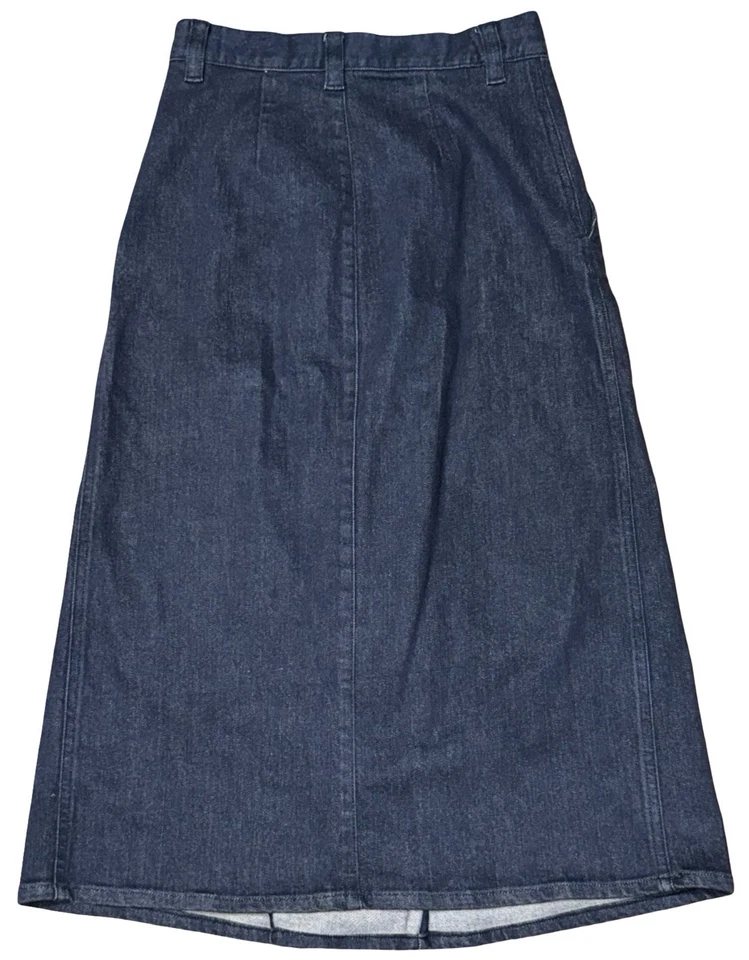 Falda midi de mezclilla para mujer COS línea A azul oscuro talla 26 algodón tiro medio Foto 2 de 4