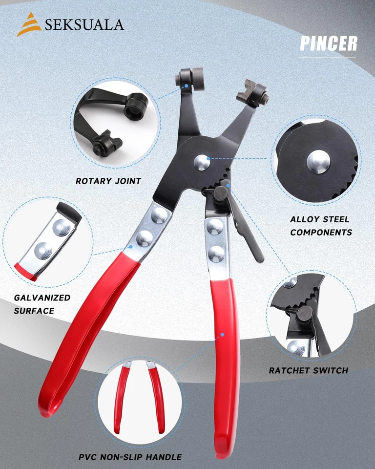 120Pcs 1/4"-1"(6-25m) Spring Grey Hose Clamps Assortment Kit with Swivel Flat... - Image 4 of 4