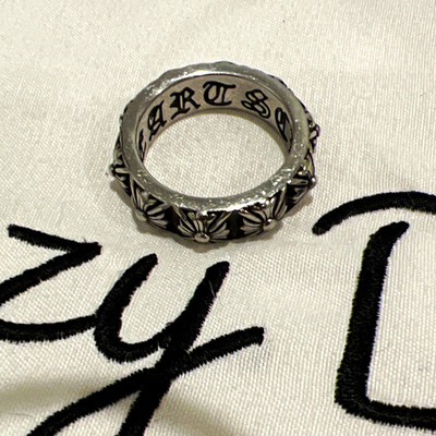 Chrome Hearts Silver Engraved Band Ring Size 9 No Stone Signed