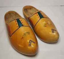 Vintage Hand Painted Authentic Dutch Klompen, Wooden Dancing Clogs, WETT VVGED