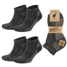 2 Pairs Alpaca Wool Low-Cut Ankle Socks for Medium Anthracite/Beige - 2 Pairs