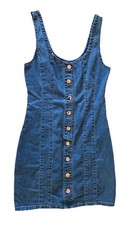 Guess XS Jean Denim Jumper Mini Dress Size Extra Small Full Button Up