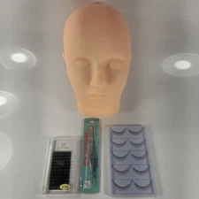 LANKIZ Eyelash Extension Kit with Mannequin Head Practice Exercise Set Training