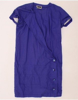 LUISA SPAGNOLI Womens Short Sleeves Shirt Dress EU 44 XL Navy Blue Cotton CN42