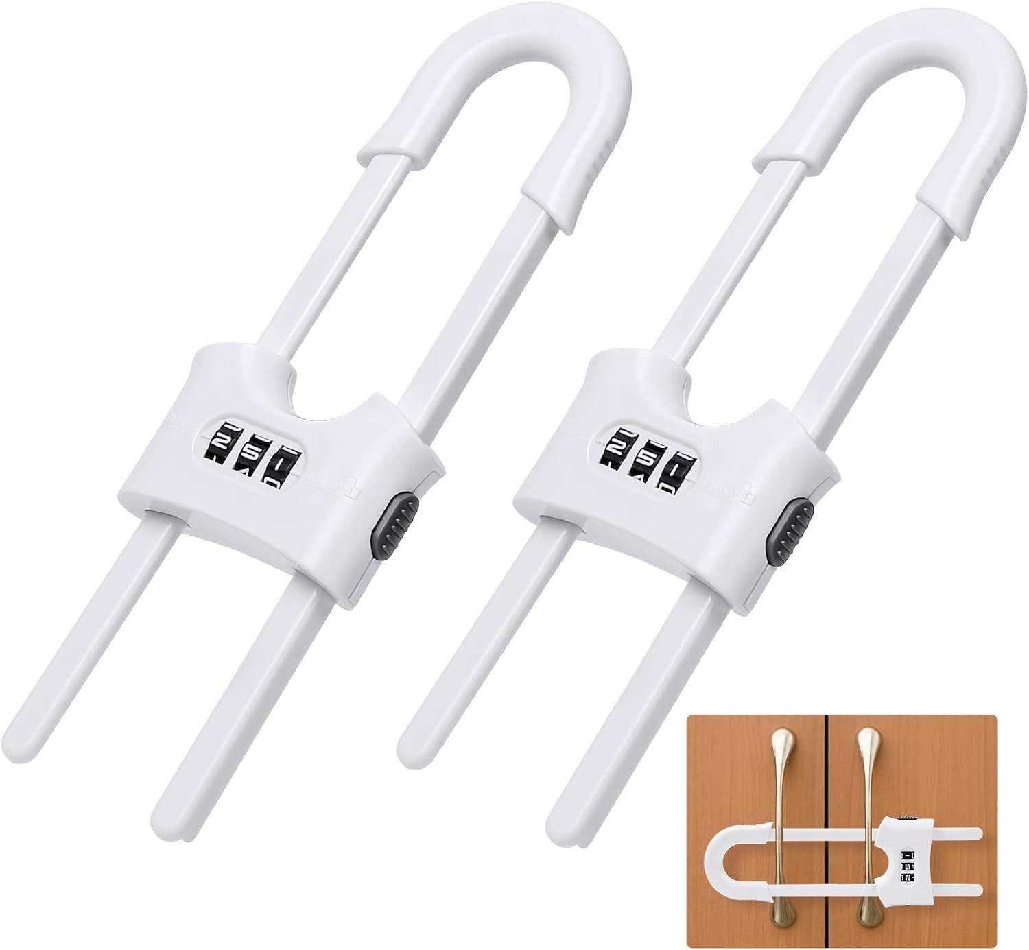 2 Pcs U-Shaped Cupboard Locks with Password, Sliding Safety Cupboard Locks, Pro