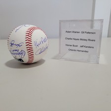Orlando Hernandez, Patterson, Warren,  Karstens, Rivers, Hayes, Bush -Autograph 