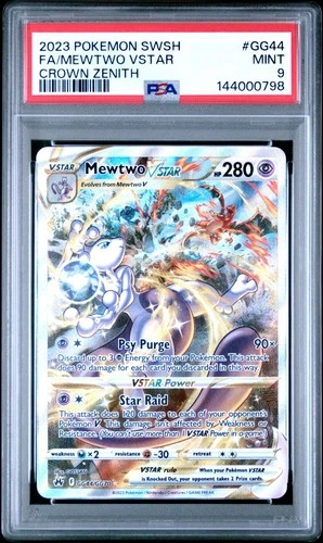 PSA 9 MINT Mewtwo VSTAR GG44/GG70 Crown Zenith: Galarian Gallery Holo