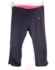 ADIDAS CROPPED BLACK ATHLETIC YOGA PANTS Size M