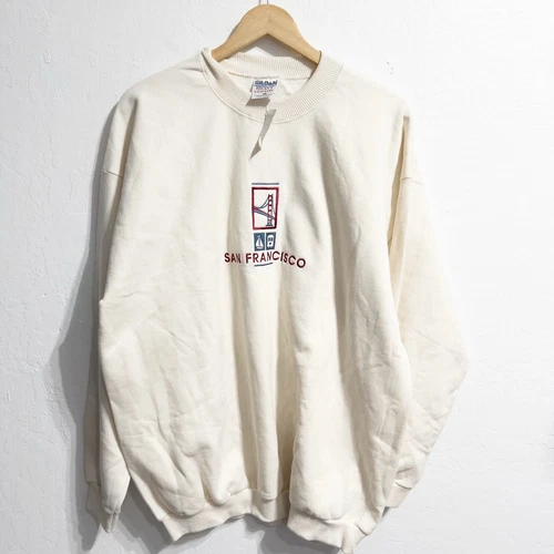 OFF WHITE Felpa San Francisco XL vintage nuova con etichetta ricordo vacanze girocollo ricamata